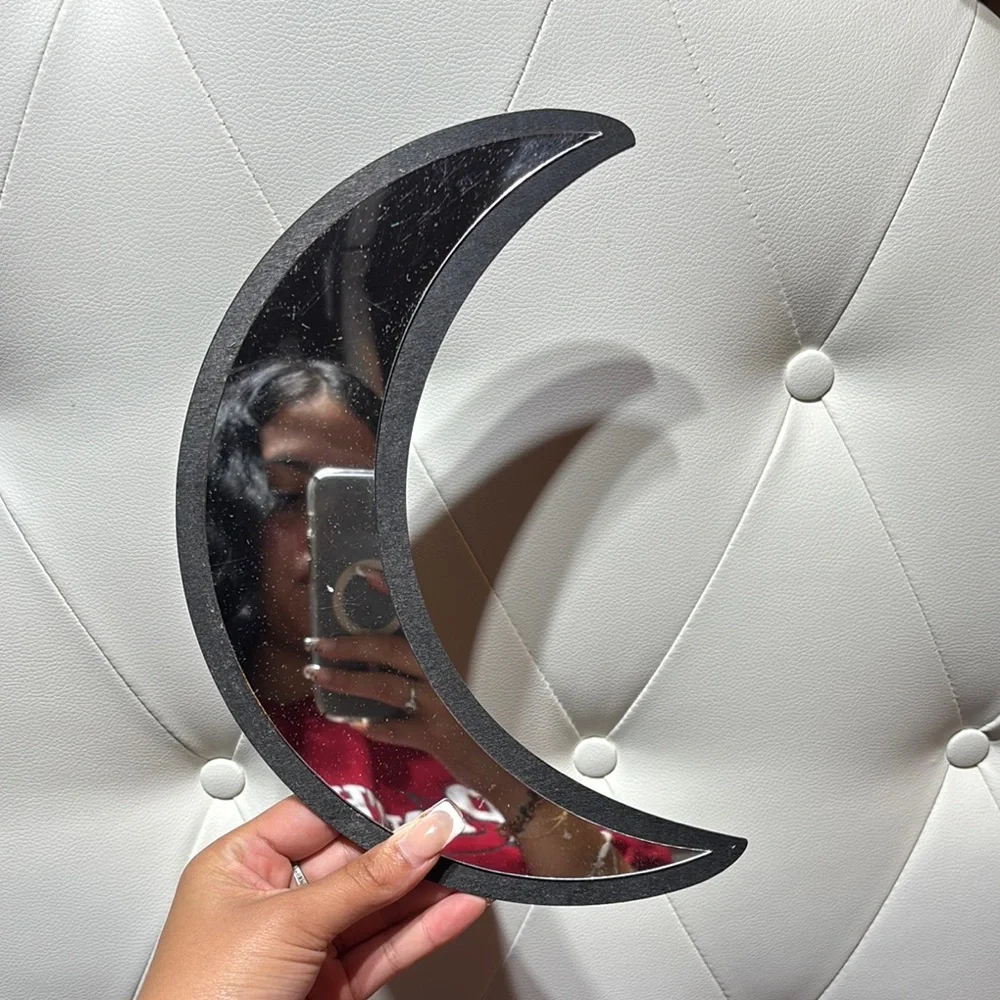 Black Framed Moon and Circle Mirror Set
